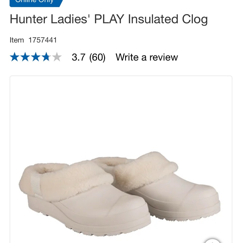 Hunter Women's Cream Insulated Clog